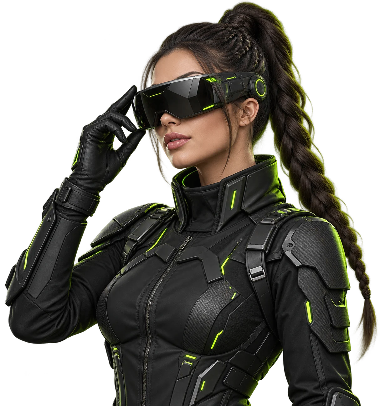 Explorer adjusting a sleek VR headset, ready to step into a virtual world